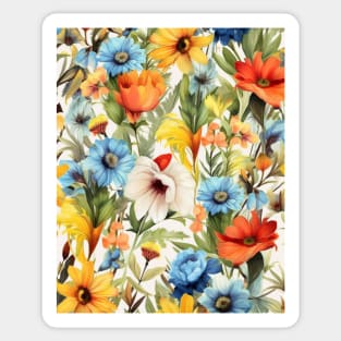 Bright Summer Flowers Pattern 2 Sticker